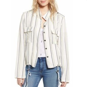 Rails Rowen Coco Stripe Linen White Jacket Small